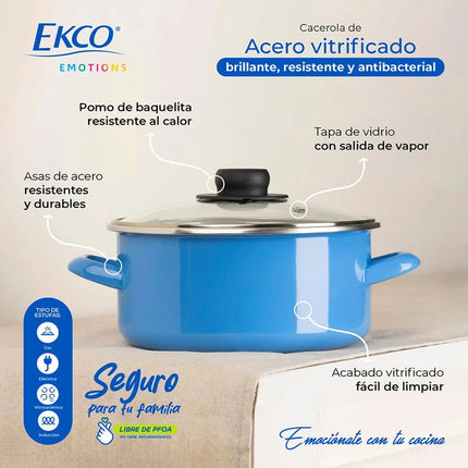 Cacerola Ekco CACE EMO20AZ Emotions 20 cm de Acero Azul