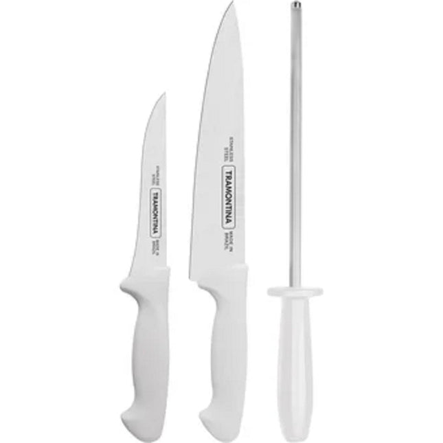 Juego de Cuchillos y Afilador Tramontina 24499812 3PZAS PREMIUM Blanco