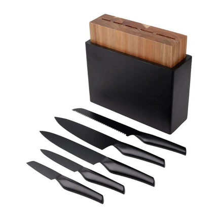 Juego de Cuchillos C/Tabla Vasconia BLOQUECUC 5P Acero Inox Negro