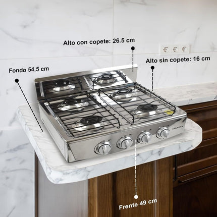 Parrilla a Gas Supra 4Q-TITAN SIL 4 Quemadores Titan Silver