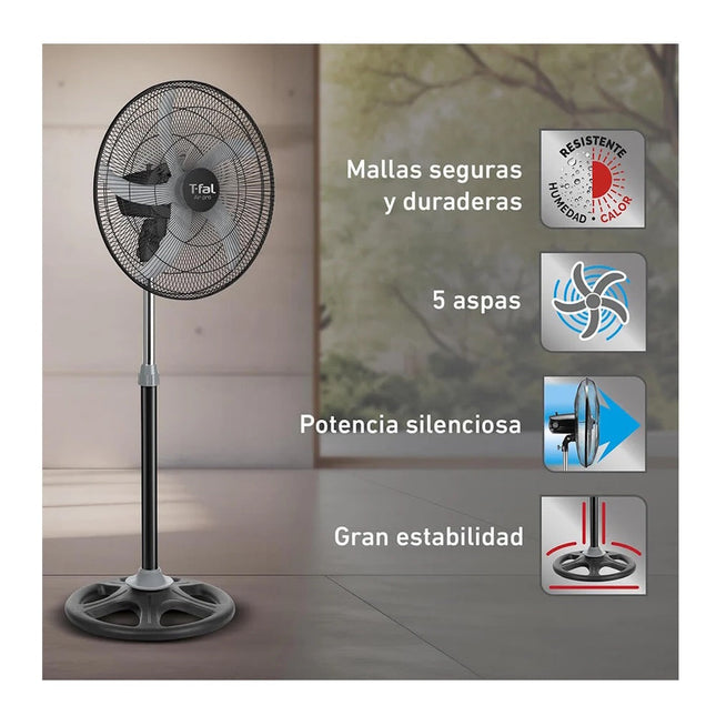 Ventilador T-Fal VF2253X0  55 cm / 22" Malla Metálica Pedestal 95W