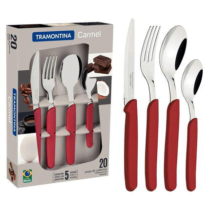 Juego De Cubiertos Tramontina 23499083 Carmel 20 Piezas Rojo