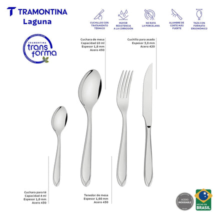Juego de Cubiertos Tramontina 66906004 24pzs Laguna