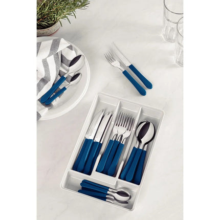 Combo Bateria de Cocina Tramontina 27899481 Turim 12 Piezas Azul + Juego de Cubiertos Tramontina 23198922 Leme 25 Piezas Azul