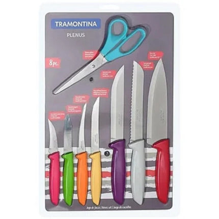Juego De Cuchillos Tramontina 23498917 Plenus 8Pz Tijeras de Colores