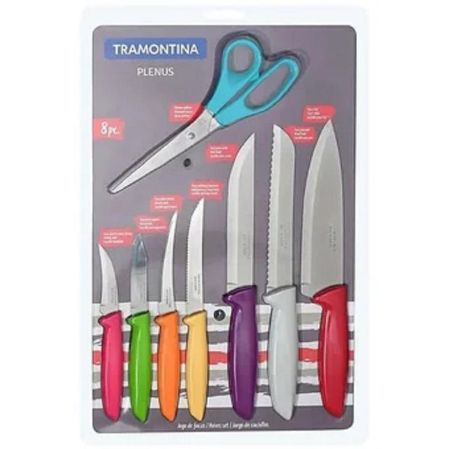 Juego De Cuchillos Tramontina 23498917 Plenus 8Pz Tijeras de Colores