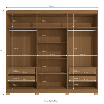 ROPERO KAPPESBERG CB02R582C NAZ DE 223 X 242 X 47CM CANELA AZUL PROFUNDO
