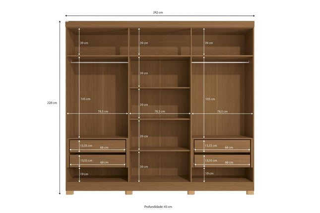 ROPERO KAPPESBERG CB02R582C NAZ DE 223 X 242 X 47CM CANELA AZUL PROFUNDO