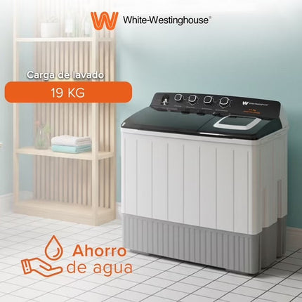 Lavadora doble tina Westinghouse 19 kg WWXCTT301408QBK de 4 niveles de agua  Ahorro de agua