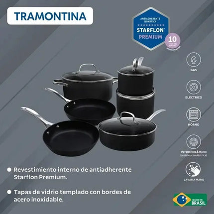 Bateria Tramontina 32208987 de Aluminio Anodizado de 10 Pzs