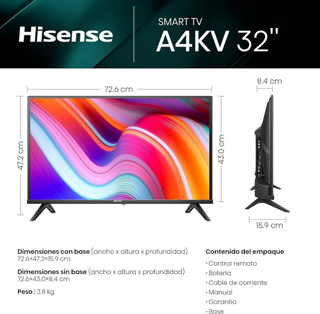 Pantalla Hisense 32A4KV 32" Pulgadas Smart TV VIDAA