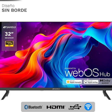 Pantalla SANSUI SMX32VAHW TV 32" HD Smart TV, WiFi Sistema Operativo Web/OS Series