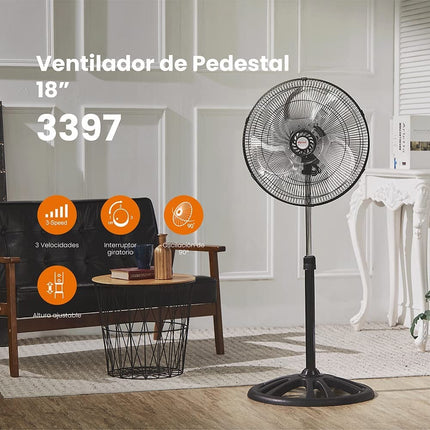 Ventilador De Pedestal Mytek 3397 Parrilla/aspas Metal 18''