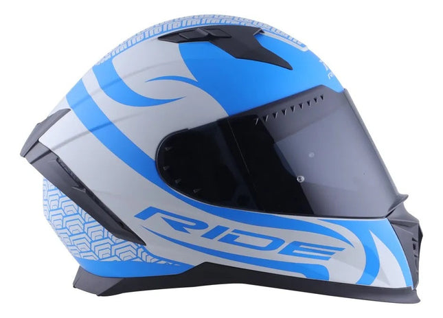 Casco Motociclista Track Sc Triade Gris/ Azul L