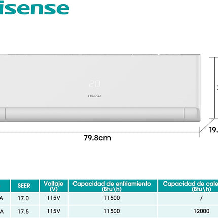 Hisense Split Air Conditioner, Cooling Capacity 11500 Btu,115V