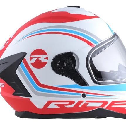 Casco Motociclista Integral Track El Fearless Bco/ Rj Xl