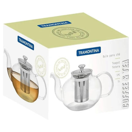 Paquete Batería Tramontina de Cocina 80112069 Lazio 8pz + Tetera 61764100 vidrio y acero inoxidable con infusor 1l
