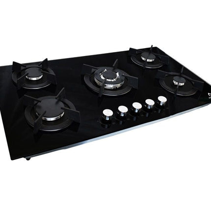 Parrilla de gas ONIX 90 empotrable con 5 quemadores de cristal templado negro