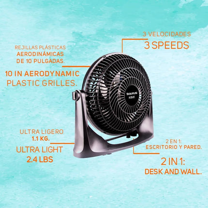 Ventilador Taurus Oasis de Escritorio 10'' Portatil