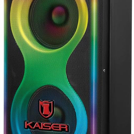 Bocina Kaiser KSF-8022 Bluetooth 2x6.5” 50W RMS Profesional Square Light Curvo + Audifonos de Regalo