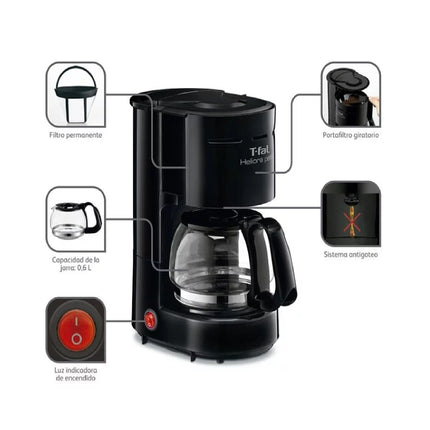 Cafetera T-fal CM3218MX Semi Automática Negra De Goteo 110v