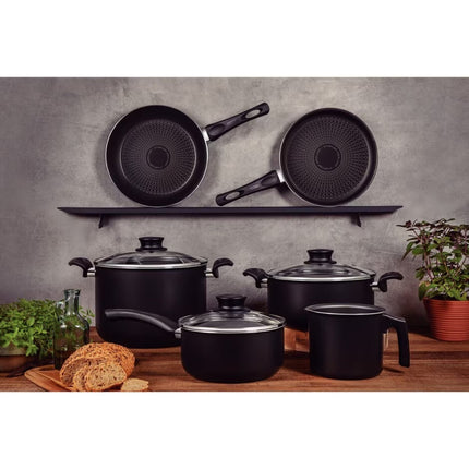Paquete Cocina Licuadora LAR LARLB-0003 1.5L 300w de vidrio + Bateria Tramontina 28599053 Paris 9 Piezas Negra