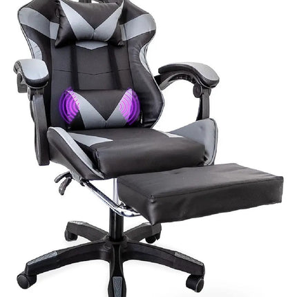 Silla Escritorio Cuory CUO2MNG Ergonómica Con Reposapies Negro/Gris Tapizado Cuero Sintético