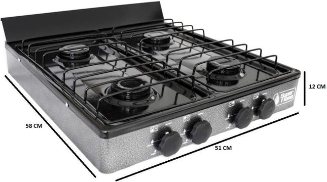 Parrilla de gas Super Flama 4Q-G 4 quemadores con cubierta porcelanizada Gris