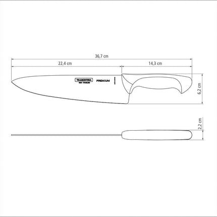 Cuchillo Tramontina 24476180 de 10'' Chef Premium de Acero Inoxidable Blanco