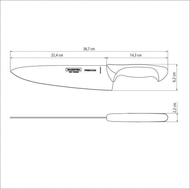 Cuchillo Tramontina 24476180 de 10'' Chef Premium de Acero Inoxidable Blanco