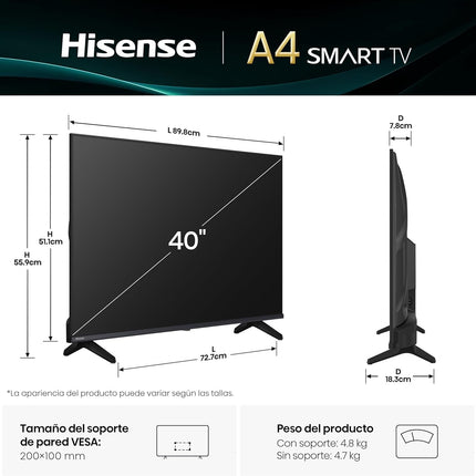 Pantalla Hisense 43A45NV 43 Pulgadas Smart TV FHD
