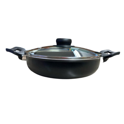 Arrocera Tramontina 80112065 con Tapa Lazio 24cm Negra + Cuchillo 21410075 Asado 5 Pulgadas Polywood
