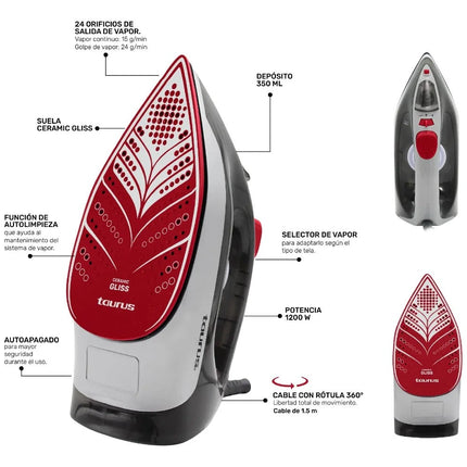 Plancha De Vapor Taurus Fiora 1200 W Suela Cerámica