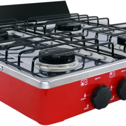 Parrilla de Gas de 4 Quemadores Super Flama 4Q-CA-R Cubierta de Acero Inoxidable Rojo