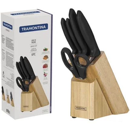 Juego cuchillos Tramontina 23498015 6 pzas con base de madera