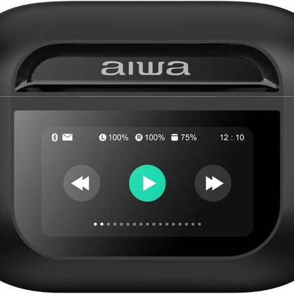 Audífonos AIWA AWTWSGPROB con Cancelación de Sonido Activa, Pantalla Táctil Negro