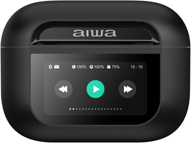 Audífonos AIWA AWTWSGPROB con Cancelación de Sonido Activa, Pantalla Táctil Negro