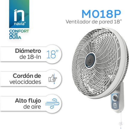Ventilador de Pared Navia M018P de 18" de 3 velocidades