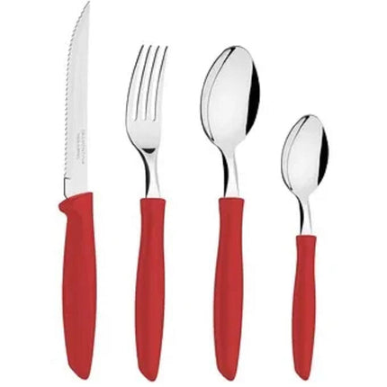 Cubiertos Tramontina Plenus 23498/701 Rojo 16 Pzs