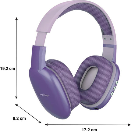 Audífonos de Diadema Kaiser KHE-2002PR Over Ear Recargables con Bluetooth, Reproductor Micro SD, Manos Libres y Micrófono Morado