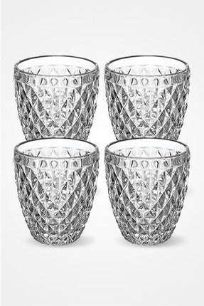 SET VASOS DRAGGA LOVE AND LEMONS MCR 4014 4 PIEZAS DE CRISTAL CLARO 250ML 8X10CM
