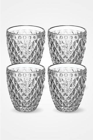 SET VASOS DRAGGA LOVE AND LEMONS MCR 4014 4 PIEZAS DE CRISTAL CLARO 250ML 8X10CM