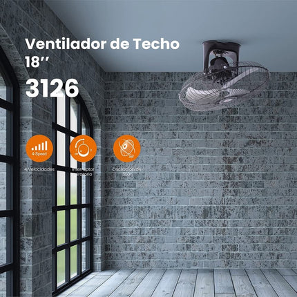 Ventilador De Techo Mytek 3126 De 18 Pulgadas