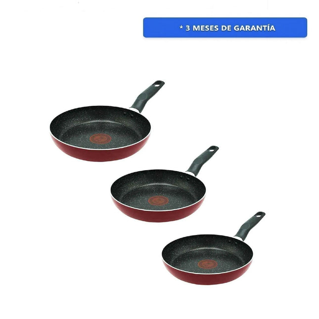 Juego de Sartenes T-Fal 0233900 3 PIEZAS DAI LY STONE Rojo