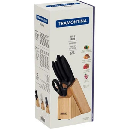 Juego cuchillos Tramontina 23498015 6 pzas con base de madera