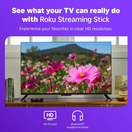Roku Streaming 3840R Stick HD 2025 Dispositivo de transmisión HD para TV con Mando a Distancia por Voz Roku