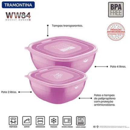 Juego de Topper Tramontina 29899052 Mujer Maravilla Polipropileno Magenta 2 Pzs