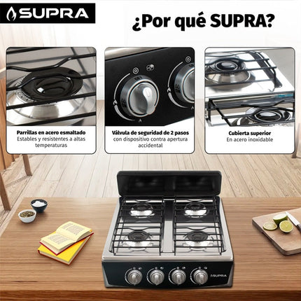 Parrilla a Gas Supra 4Q TITANBLAC 4 Quemadores Titan Black