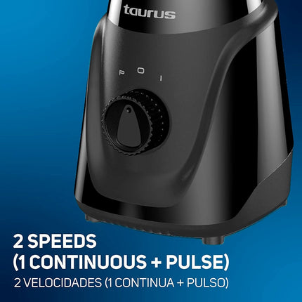 Licuadora Taurus MENINAGLASWH 2 Velocidades,1 Litro 300 W Negro