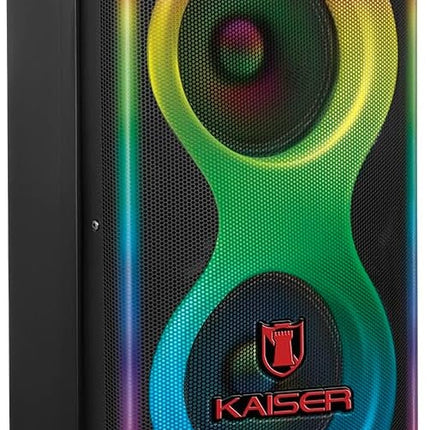 Bocina Kaiser KSF-8022 Bluetooth 2x6.5” 50W RMS Profesional Square Light Curvo + Audifonos de Regalo